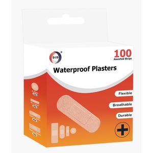 100x Pleisters diverse soorten/maten waterproof