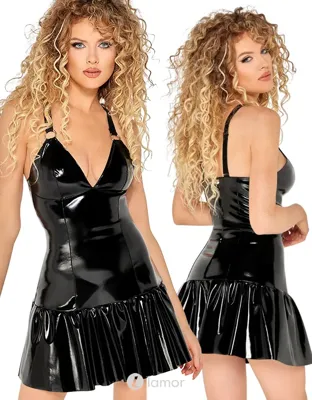 * BLACK LEVEL Lak jurkje met cups en uitlopende rok, BV2851580