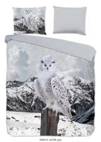 Good Morning Dekbedovertrek "sneeuwuil in de sneeuw" - Grijs - (200x200/220 cm) - Katoen