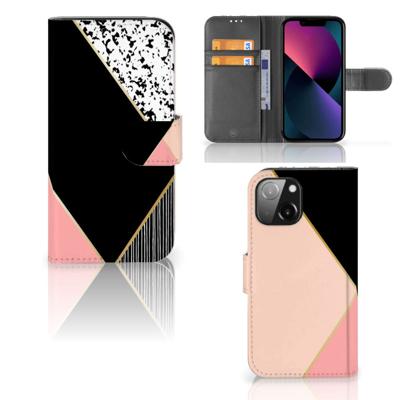 iPhone 13 Mini | Book Case | Zwart Roze Vormen