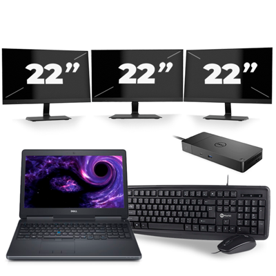 Dell Precision 7510 - Intel Core i5-6e Generatie - 15 inch - 8GB RAM - 256GB SSD - Windows 11 + 3x 22 inch Monitor