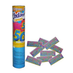 Party popper/confetti shooter - verjaardag 50 jaar - papier - multi kleuren - 20 cm