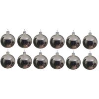 12x Glazen kerstballen glans zilver 10 cm kerstboom versiering/decoratie   -