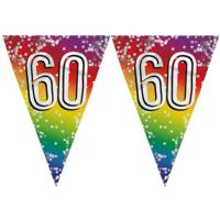 Boland vlaggenlijn 60 jaar - 3x stuks - versiering - vlaggetjes slinger - 6 meter - Glitter folie