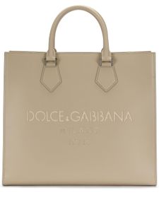 Dolce & Gabbana sac à main en cuir à logo embossé - Tons neutres