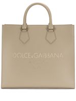 Dolce & Gabbana sac à main en cuir à logo embossé - Tons neutres