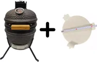 Compleet - Own Grill 13 inch kamado barbecue V1 zwart met heatdeflector Compleet - Own Grill 13 inch kamado barbecue V1 zwart met heatdeflector