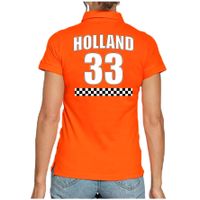 Oranje race poloshirt met nummer 33 - Holland / Nederland fan shirt voor dames - thumbnail