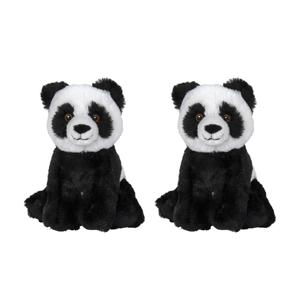 Nature Planet Pluche Pandabeer - 2x - knuffelbeer - 16 cm - beren knuffels - speelgoed