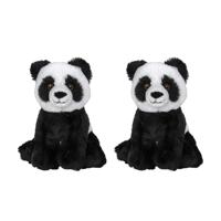 Nature Planet Pluche Pandabeer - 2x - knuffelbeer - 16 cm - beren knuffels - speelgoed Nature Planet Pluche Pandabeer - 2x - knuffelbeer - 16 cm - beren knuffels - speelgoed