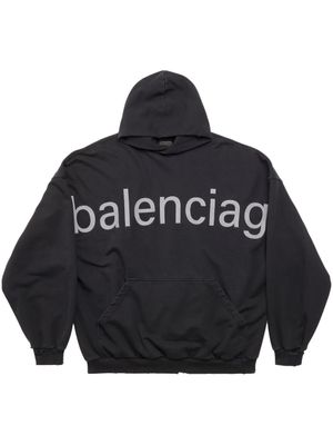 Balenciaga hoodie en coton à logo imprimé - Noir