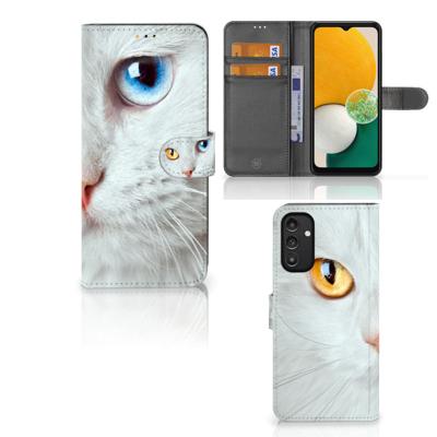 Samsung Galaxy A14 5G | Telefoonhoesje | Met pasjeshouder | Witte Kat