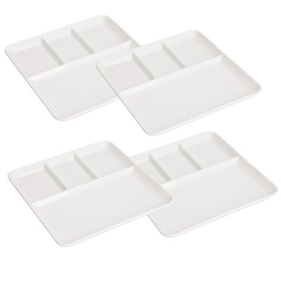 Gourmetbord - 4x - 4 vakjes - vierkant - wit - porselein - D25 cm - Fonduebord/barbecue bord Gourmetbord - 4x - 4 vakjes - vierkant - wit - porselein - D25 cm - Fonduebord/barbecue bord