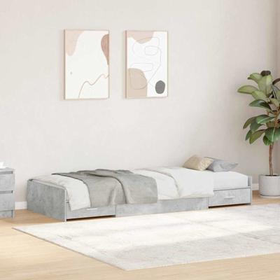 Opbergbedframe met hoofdeinde Beton Grijs 90 x 200 cm Bewerkt hout