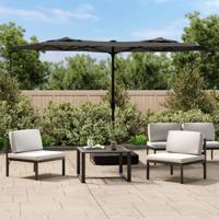 Parasol dubbel dak met LED's 316x240 cm antracietkleurig