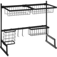 Keuken gootsteen organizer/afdruiprek 2-in-1 zwart 58 x 51 cm van metaal - thumbnail