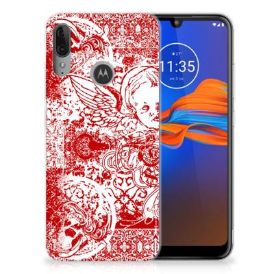 Silicone Back Case Motorola Moto E6 Plus Angel Skull Rood