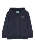 Kenzo Kids sweat zippé à patch logo - Bleu - thumbnail