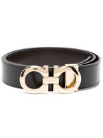 Ferragamo ceinture en cuir à boucle Gancini - Noir