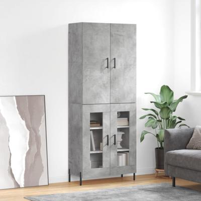 Hoge kast 69,5x34x180 cm bewerkt hout betongrijs