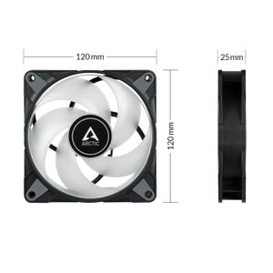 Arctic P12 PC-ventilator Zwart, Wit (b x h x d) 120 x 25 x 120 mm Incl. LED-verlichting