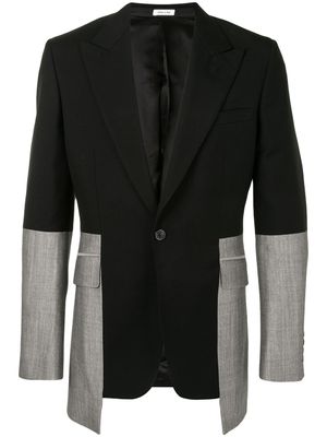 Alexander McQueen blazer bicolore à simple boutonnage - Noir