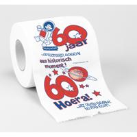 2x cadeau toiletpapier/wc-papier rol 60 jaar - 60e verjaardag - verjaardagscadeau