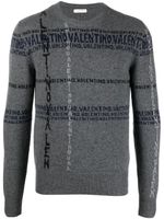 Valentino Garavani pull en cachemire à logo en intarsia - Gris - thumbnail