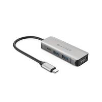 HYPER HD41-GL interface hub USB 2.0 Type-C Zwart, Grijs - thumbnail