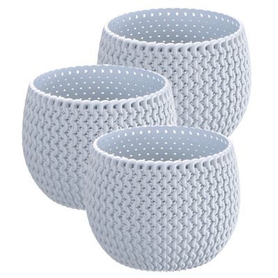 Set van 3x stuks plantenpotten/bloempotten kunststof dia 14.5 cm en hoogte 11 cm ijsblauw