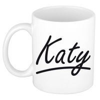 Katy voornaam kado beker / mok sierlijke letters - gepersonaliseerde mok met naam - Naam mokken