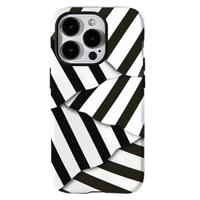 iPhone 15 Pro Stripes afneembare 2-in-1 hybride hoes - zwart / wit