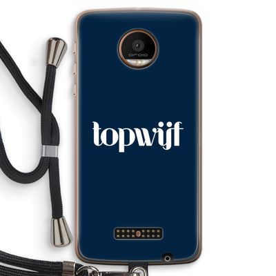 Topwijf Navy: Motorola Moto Z Force Transparant Hoesje met koord