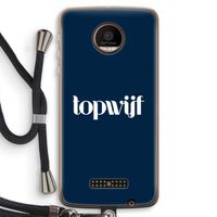 Topwijf Navy: Motorola Moto Z Force Transparant Hoesje met koord