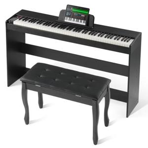 VEVOR digitale piano met 88 toetsen, elektrische piano, dubbel toetsenbord, bank met 3 pedalen