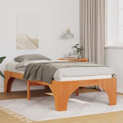 Bedframe met opslag Bruin 90 x 200 cm Massief grenenhout