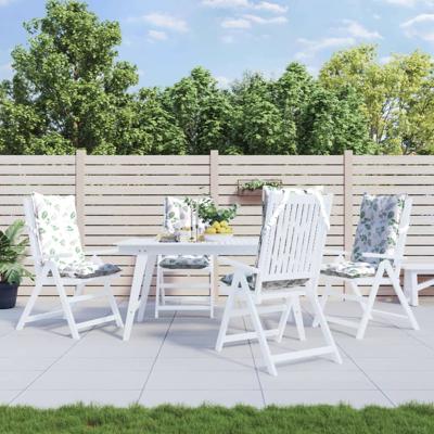 VidaXL Stoelkussens 4 st hoge rug bladpatroon oxford stof