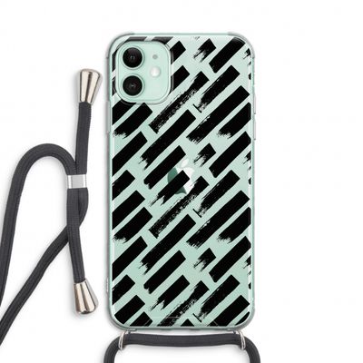 Zwarte vegen: iPhone 11 Transparant Hoesje met koord