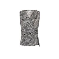 Morgan top met bladprint en overslag detail zwart/ wit - thumbnail