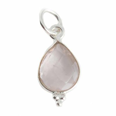 Geboortesteen Hanger Oktober Rozenkwarts 925 Zilver - 10 mm