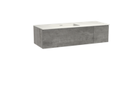 Storke Edge zwevend badmeubel 140 x 52 cm beton donkergrijs met Mata asymmetrisch linkse wastafel in solid surface
