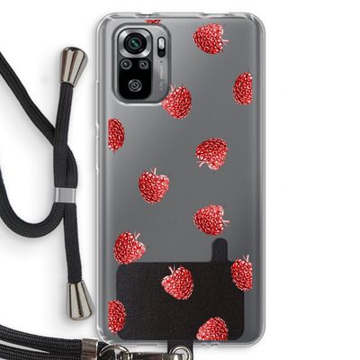 Framboosjes: Xiaomi Redmi Note 10S Transparant Hoesje met koord