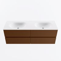 MONDIAZ VICA 140cm badmeubel onderkast Rust 4 lades. Wastafel MOON dubbel 2 kraangaten, kleur Talc.