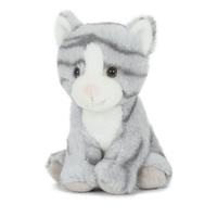 Semo Knuffel Kat - grijs - pluche - 18 cm - poes knuffeldier
