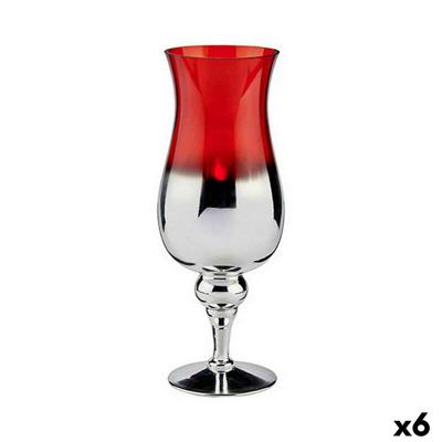 Kaarshouder Gift Decor AR1903129 AR1903129 Rood Zilverkleurig Kristal 13 x 35 x 13 cm (6 Stuks)