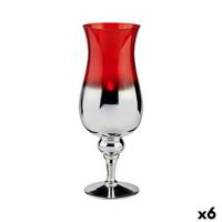 Kaarshouder Gift Decor AR1903129 AR1903129 Rood Zilverkleurig Kristal 13 x 35 x 13 cm (6 Stuks)