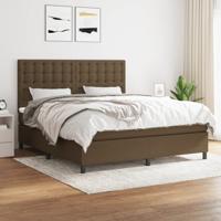 Boxspring met matras stof donkerbruin 160x200 cm