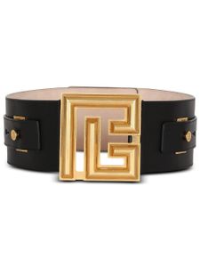 Balmain ceinture en cuir à plaque logo - Noir