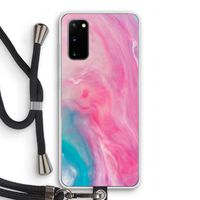 Roze explosie: Samsung Galaxy S20 Transparant Hoesje met koord