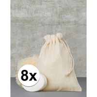 8 x Cadeauzakjes met koord 15 x 20 cm   -